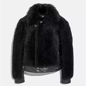 Coach short Shearling jacket size 10 black